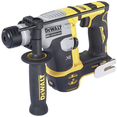 'Akkubohrhammer mit SDS-Plus, 20V, Bürstenloser Motor. Farben: Gelb und Schwarz. Griff mit Aufschrift 'DEWALT'. Batteriebetrieben.'