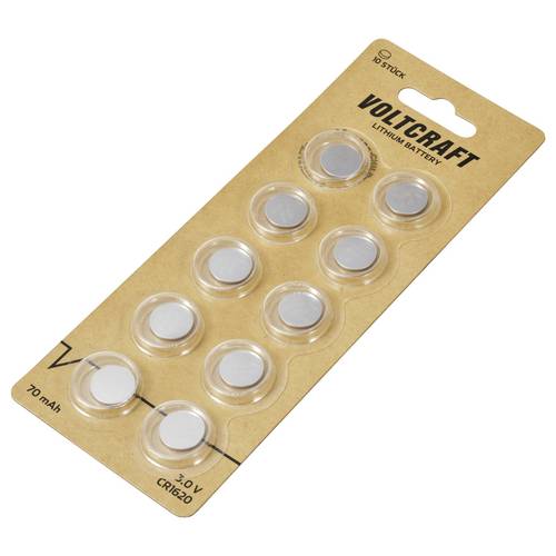 VOLTCRAFT Knopfzelle CR 1620 3 V 10 St. 70 mAh Lithium VC-16107955