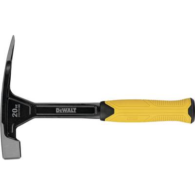 Ein Hammer mit gelbem Griff und Stahlkopf, markiert mit '20 OZ'. Geeignet für Bauarbeiten oder Heimwerkerprojekte.
