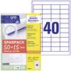 Avery-Zweckform 4780-65 Universal-Etiketten 48.5 x 25.4 mm Papier Weiß 65 Blatt Permanent haftend Tintenstrahldrucker, Laserdrucker, Farblaserdrucker, Kopierer, Farbkopierer, Handbeschriftung