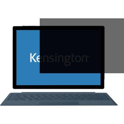 Ein Tablet mit Tastatur zeigt das Kensington-Logo auf dem Bildschirm, Hintergrund in Blau und Schwarz.