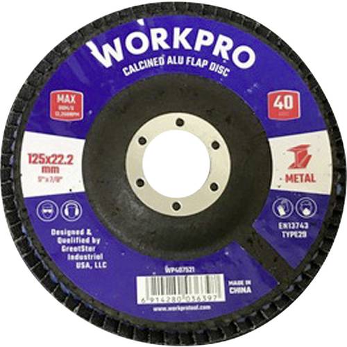 Thumbnail - WorkPro WP407521 Fächerschleifscheibe Durchmesser 125 mm Bohrungs-Ø 22.2 mm 10 St.