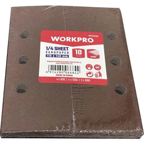 WorkPro WP407202 Schleifpapier mit Klett (L x B) 140 mm x 115 mm 10 St.