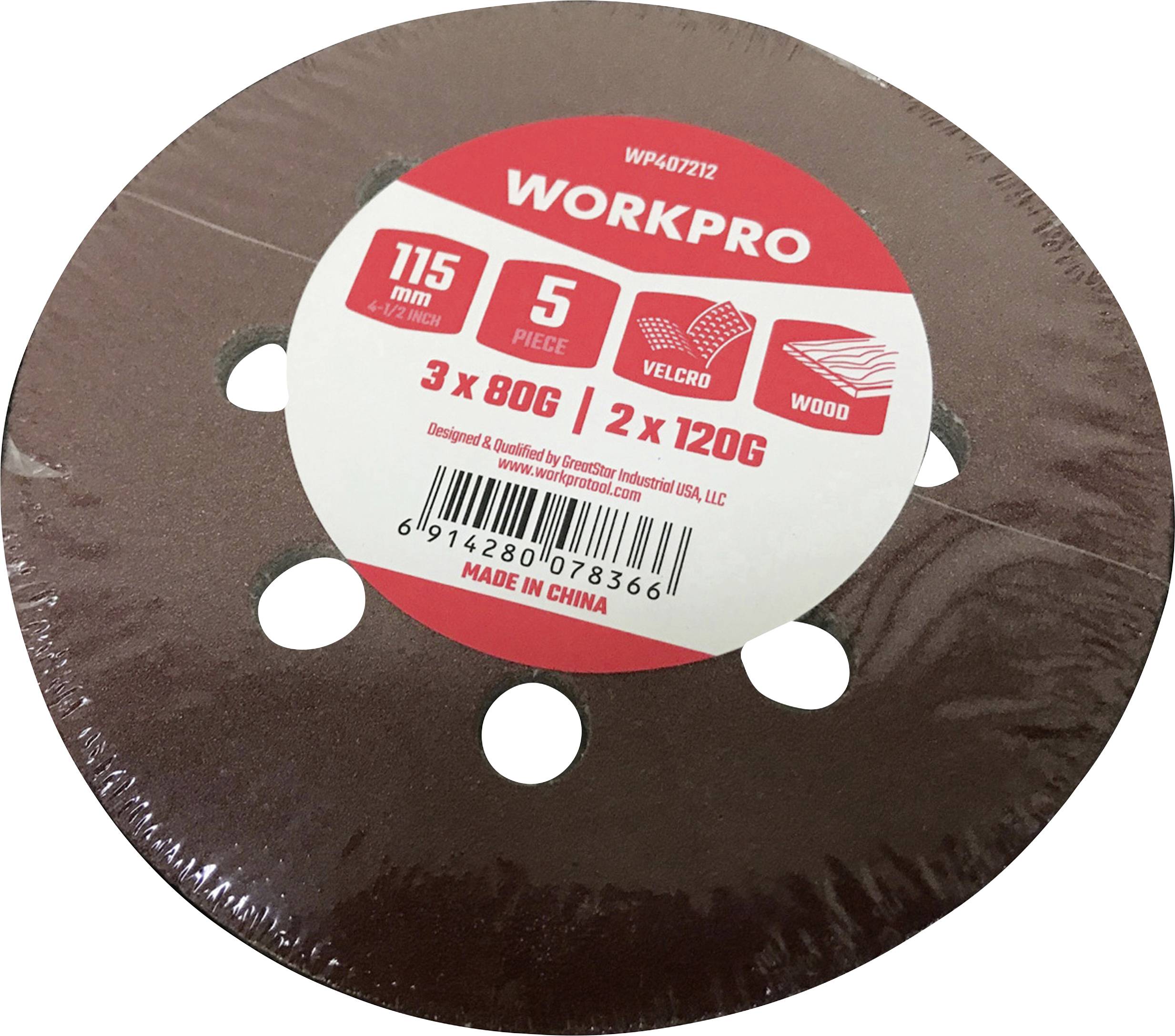 WorkPro WP407212 Schleifpapier für Schleifteller (Ø) 115 mm 5 St.