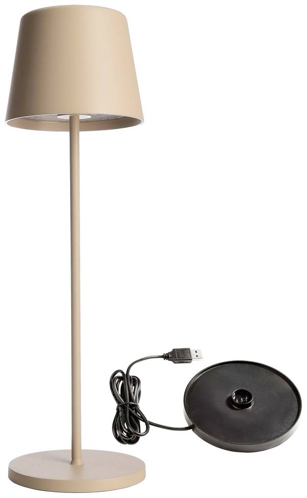 Deko Light 620194 Canis LED-Akku-Tischlampe  3.5 W Warmweiß  Beige