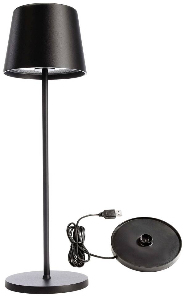 Deko Light 620200 Canis LED-Akku-Tischlampe  3.5 W Warmweiß  Schwarz