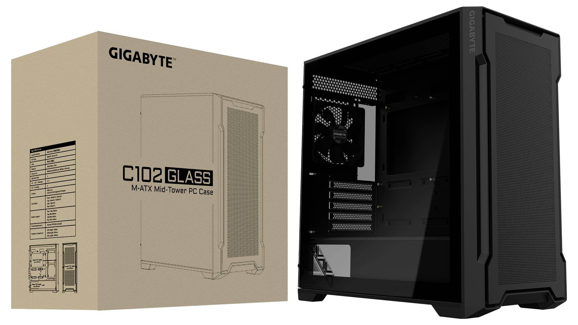 Gigabyte C102 Glass, black, mATX Multimedia-Technik Gehäuse-8