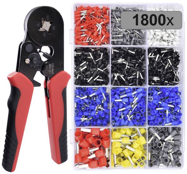 TRU COMPONENTS TC-12888376 Aderendhülsen-Sortiment 0.5 mm², 0.75 mm², 1 mm², 1.5 mm², 2.5 mm², 4 mm², 6 mm², 10 mm² Teilisoliert 1800 St.