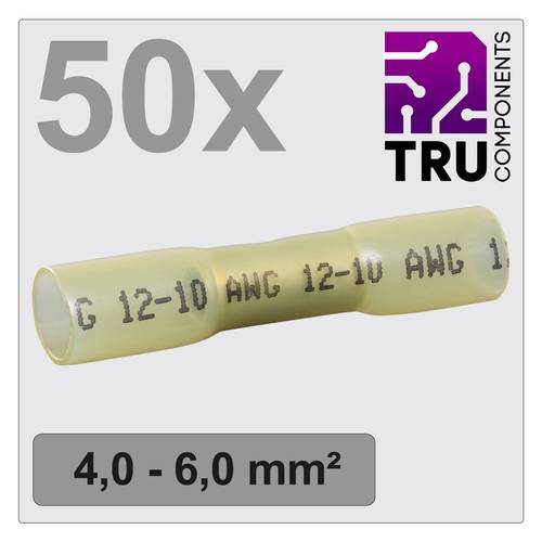 TRU COMPONENTS TC-12888412 Stoßverbinder mit Schrumpfschlauch 4 mm² 6 mm² Vollisoliert Gelb 50 St.