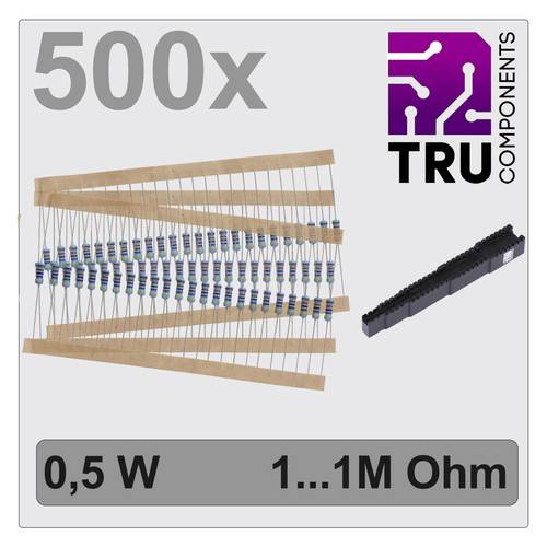 TRU COMPONENTS TC-12888476 T22P082 Metallschicht-Widerstand Sortiment axial bedrahtet 0.5 W 1 % 500 St.