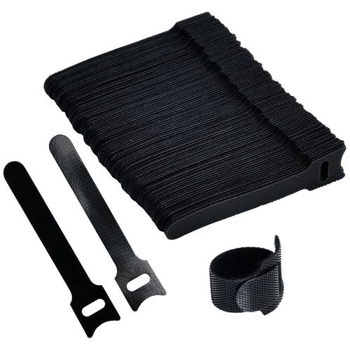 TRU COMPONENTS T24CA056 Klettkabelbinder zum Bündeln Haft- und Flauschteil (L x B) 100 mm x 12 mm Schwarz 100 St.