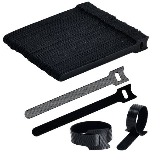 TRU COMPONENTS T24CA057 Klettkabelbinder zum Bündeln Haft- und Flauschteil (L x B) 150 mm x 12 mm Schwarz 100 St.