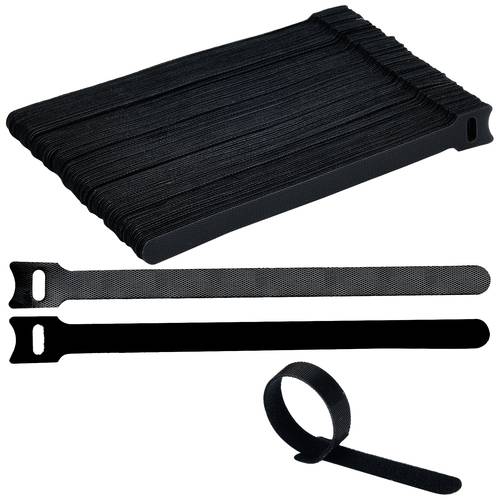 TRU COMPONENTS T24CA058 Klettkabelbinder zum Bündeln Haft- und Flauschteil (L x B) 200 mm x 12 mm Schwarz 100 St.