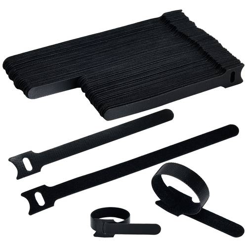 Thumbnail - TRU COMPONENTS T24CA059 Klettkabelbinder zum Bündeln Haft- und Flauschteil (L x B) 150, 200 mm, mm x 12 mm Schwarz 100 S...