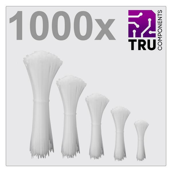 TRU COMPONENTS TC-12888564 T24CA073 Kabelbinder  3.6 mm Weiß UV-stabilisiert 1000 St.
