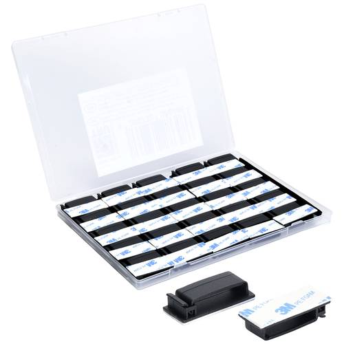 TRU COMPONENTS T24CA074 Befestigungssockel selbstklebend TC-12888568 für Flachbandkabel, wiederverschliessbar Schwarz 50...