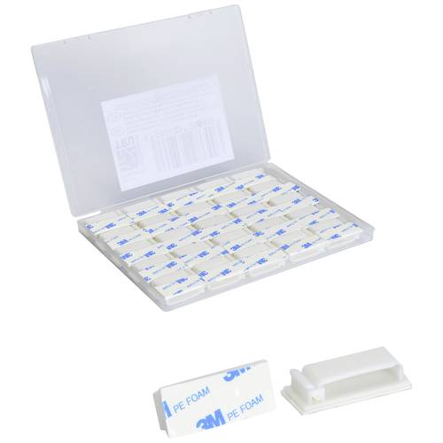 TRU COMPONENTS T24CA075 Befestigungssockel selbstklebend TC-12888572 für Flachbandkabel, wiederverschliessbar Weiß 50 St...