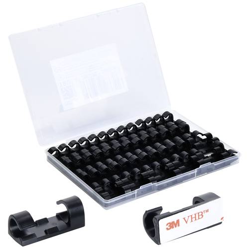 TRU COMPONENTS T24CA077 Kabelhalter selbstklebend TC-12888580 Bündel-Ø-Bereich 5 bis 9 mm Schwarz 50 St.