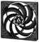 Ein schwarzer Computerlüfter von Arctic mit neun gebogenen Rotorblättern in einem quadratischen Rahmen, geeignet für Kühlungssysteme.