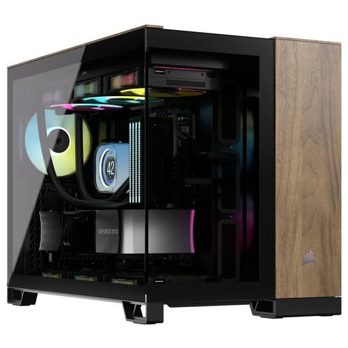 Corsair CC-9011286-WW Midi-Tower PC-Gehäuse Schwarz, Walnuss