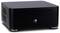Ein schwarzer, rechteckiger Mini-PC mit abgerundeten Ecken, einem Frontknopf und einer kleinen Status-LED, steht auf einem weißen Hintergrund.