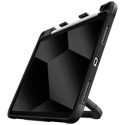 Tablet in einer robusten schwarzen Hülle mit integriertem Ständer, seitlicher Aufnahme für Stift und klar abgesetzten Lautsprechern.