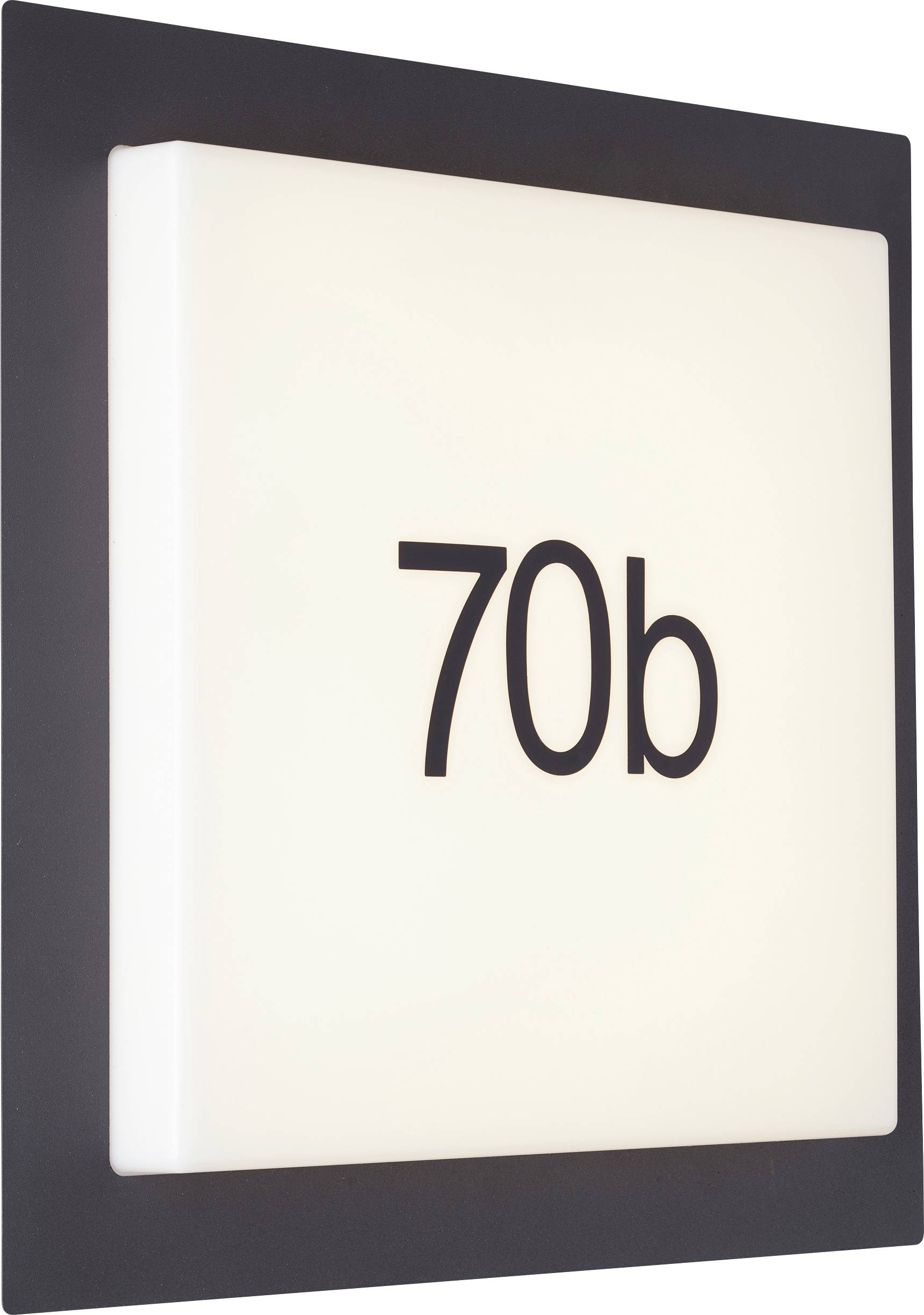 Zahlen auf quadratischem Schild: '70b'.