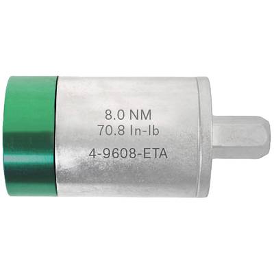 Drehmomentschlüssel mit Aufdruck: '8.0 NM, 70.8 In-lb, 4-9608-ETA', Metallgehäuse mit grünem Endstück.