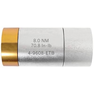 Silberner Drehmomentschlüssel mit goldener Spitze. Gravur: '8.0 NM 70.8 In-Lb 4-9608-ETB'.