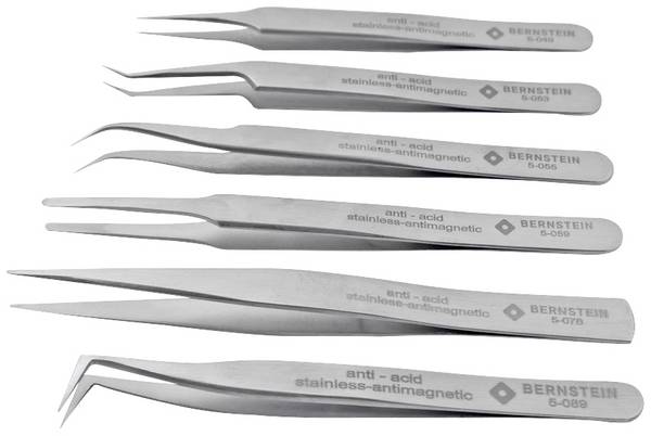 BERNSTEIN Tools for Electronics 5-050-AES Universal Pinzetten-Set 6teilig