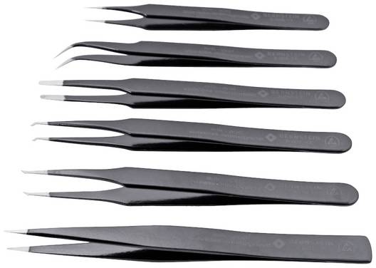 BERNSTEIN Tools for Electronics 5-060-ES ESD, Universal Pinzetten-Set 6teilig