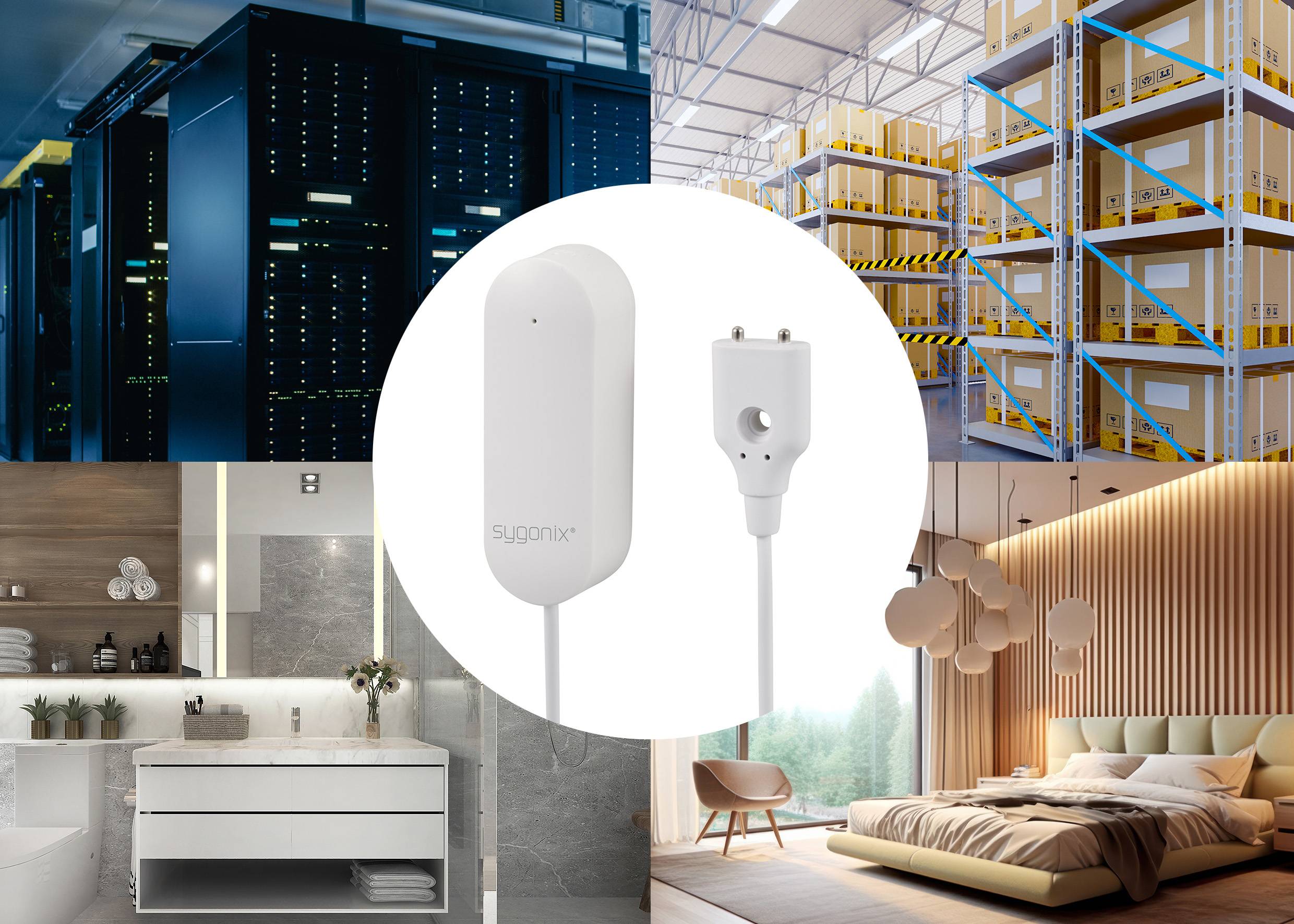 Ein drahtloser Temperatursensor von Sugaroid für den Einsatz in Serverräumen, Lagern, Badezimmern und Schlafzimmern.