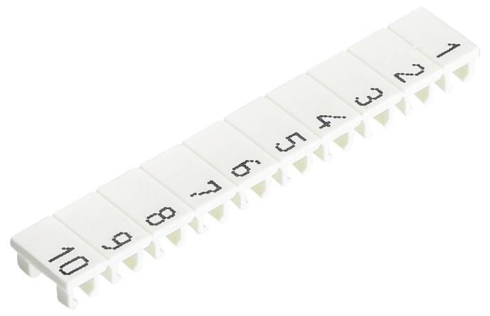 Weiße, nummerierte Kabelklemmenleiste mit den Zahlen 1 bis 10 in aufsteigender Reihenfolge.