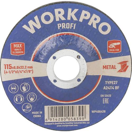 WorkPro WP406428 Schleifscheibe Durchmesser 115 mm 5 St.