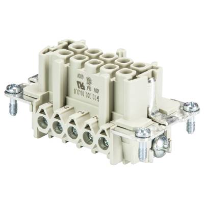 Industrie-Steckverbinder mit mehreren Anschlüssen und Schrauben zur Befestigung, geeignet für elektrische Verbindungen.