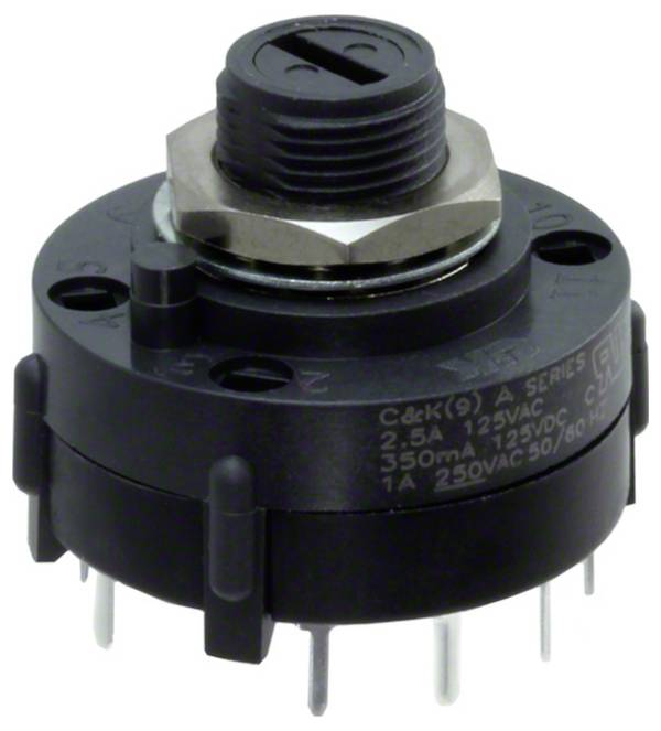 C & K Switches A205S1MNCQ Rotary Switch A Series Drehschalter 125 V/AC, 125 V/DC 2.5 A Schaltpositionen 5 1 x 30 ° 1 St.