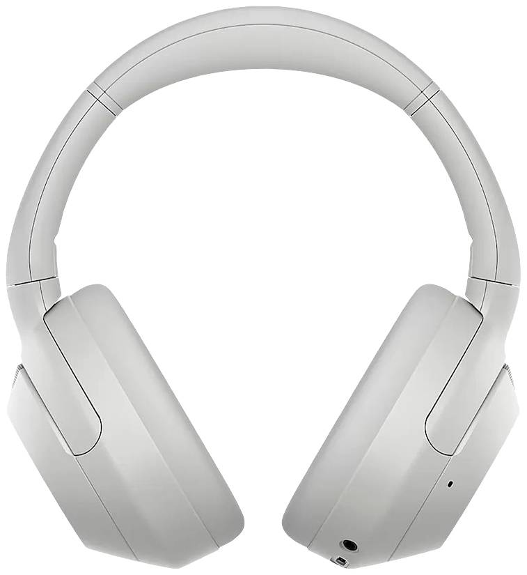 Weiße, ohrumschließende Kopfhörer mit gepolstertem Bügel und Ohrmuscheln, die für Komfort und Geräuschunterdrückung entwickelt wurden.