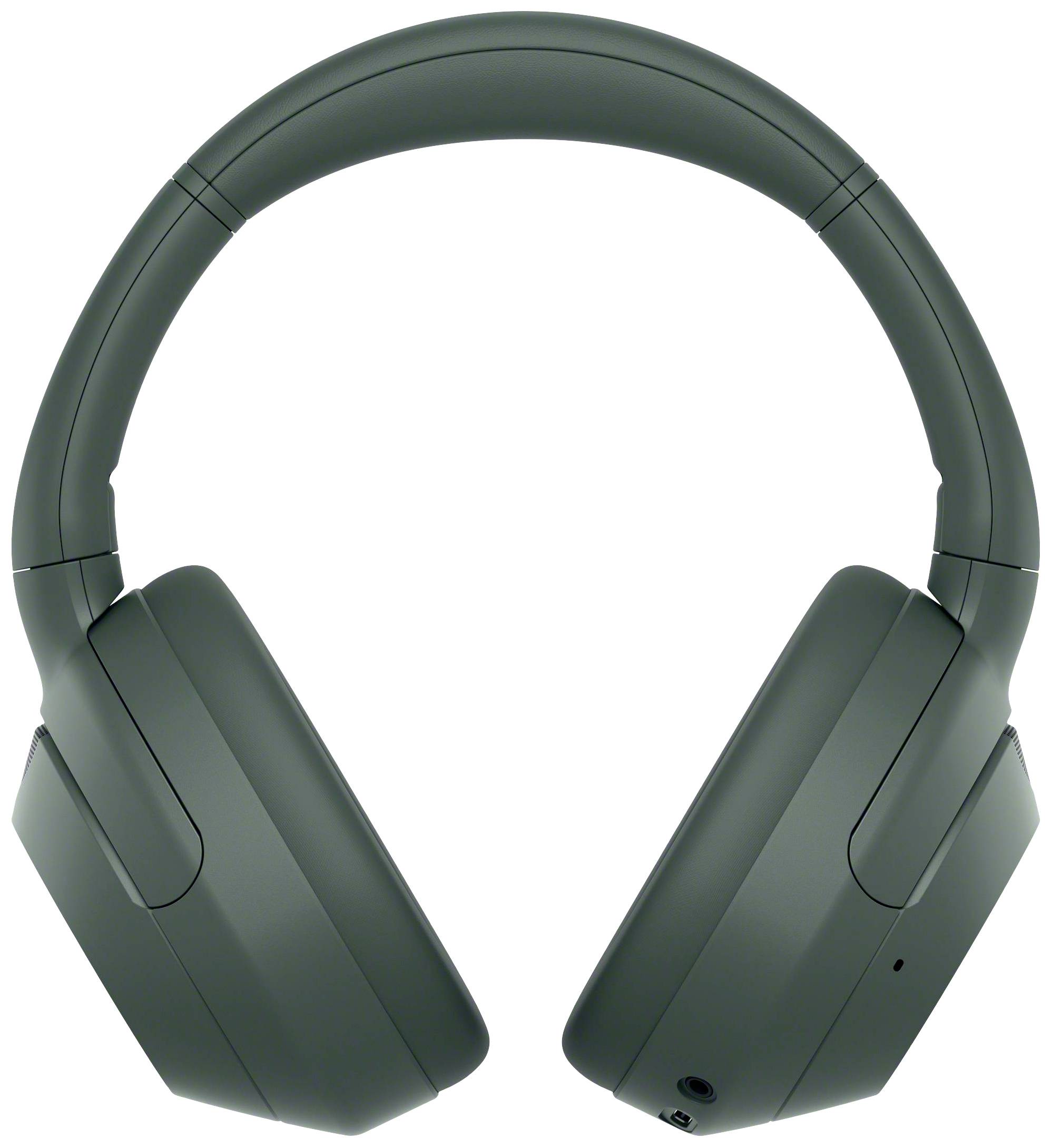 Schwarze Over-Ear-Kopfhörer mit gepolsterten Ohrmuscheln und verstellbarem Bügel, frontal abgebildet.