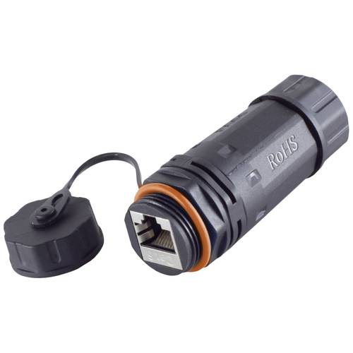 BKL Electronic RJ45 Verbinder, CAT 6a, IP68, short, Outdoor 10121209 Polzahl Sensoren 8 Schwarz 1 St.