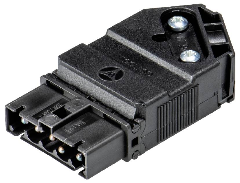 Ein schwarzer elektrischer Steckverbinder mit mehreren Kontakten, geeignet für industrielle Verkabelungen.