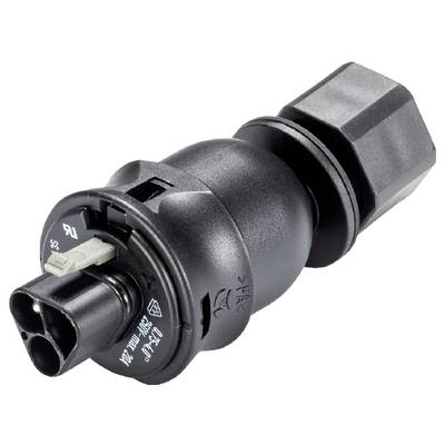 Ein schwarzer, zylindrischer Sensor mit Steckverbindung, möglicherweise ein Teil eines technischen Geräts oder einer Maschine.