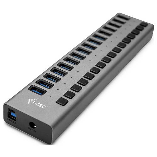 i-tec U3CHARGEHUB16 USB-Hub 16 Port USB-A USB 3.0 5 GBit/s Grau Charging Hub