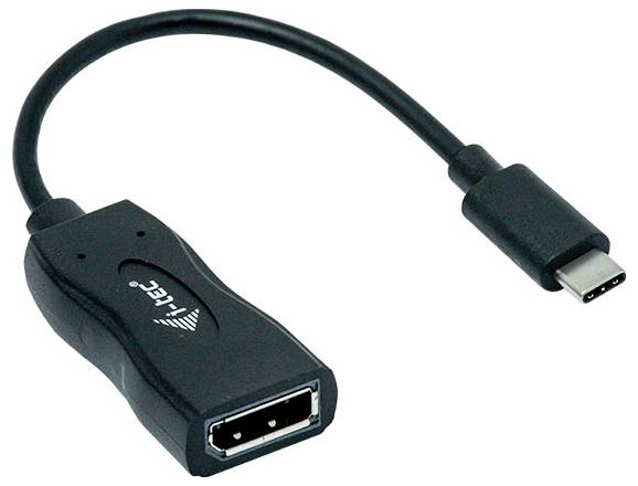Ein schwarzes Adapterkabel mit USB-C-Stecker an einem Ende und einem HDMI-Anschluss am anderen Ende. Verwendet zur Videoübertragung.