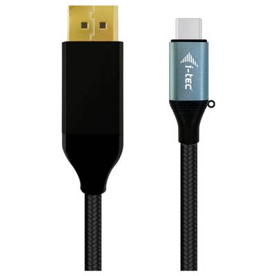 USB zu DisplayPort Kabel. Linker Anschluss: schwarzer USB; rechter Anschluss: blauer DisplayPort mit 'i-tec'-Logo.