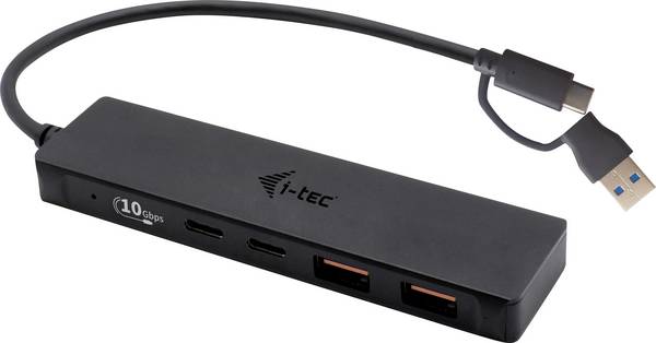 i-tec C31HUBMETAL2A2C USB-Hub 2+2 Port USB-A, USB-C® USB 3.2 Gen2 10 GBit/s mit USB-C® Stecker Schwarz I-TEC USB-C Metal HUB 2xUSB 3.0 2xUSB-C