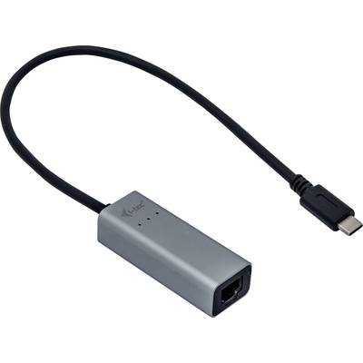 Ein USB-C auf Ethernet-Adapter mit einem USB-C-Stecker auf der einen und einem Ethernet-Port auf der anderen Seite.