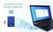 Ein Laptop mit Datensicherungssoftware, daneben ein externer Speicher und Symbole. Text: 'Sichern Sie Ihre Daten einfach'.