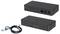 Schwarze Dockingstation mit mehreren Anschlussports, darunter USB, HDMI und Ethernet. Enthält ein separates USB-Kabel.