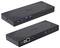 Schwarze Dockingstation mit mehreren Anschlüssen, darunter USB-C, USB-A, HDMI, LAN und Audio. Eignet sich für erweiterte Konnektivität.