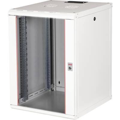 Weißer Server-Rack-Schrank mit Glastür und Belüftungsöffnungen oben, geeignet für Netzwerkgeräte in Büroumgebungen.